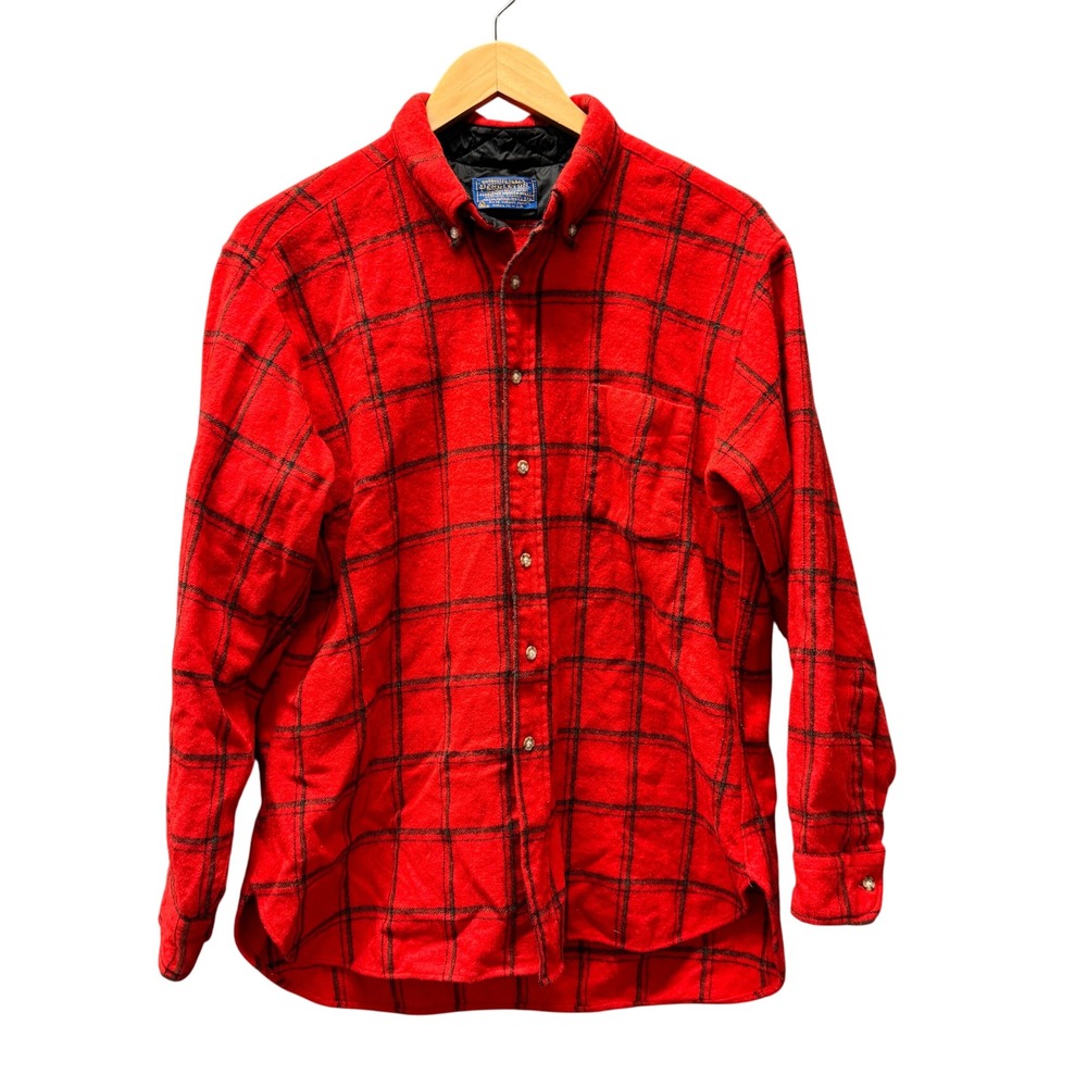 Vintage Pendleton Wool Flannel Shirt Button Down Mens XL Red Plaid Fireside USA